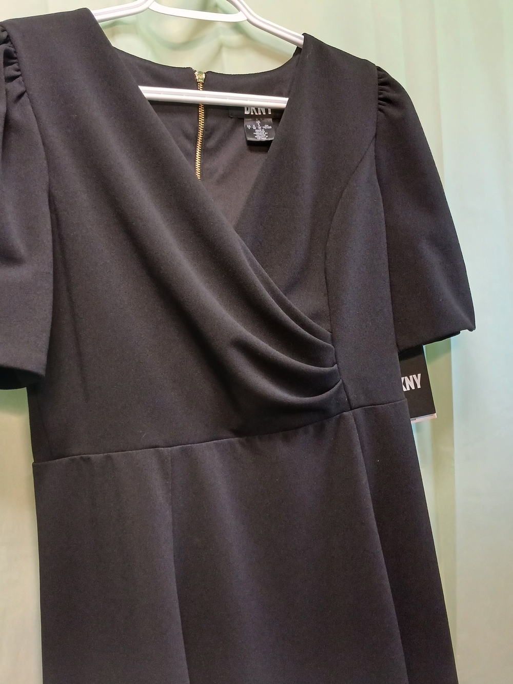 DKNY Black Draped Wrap-Front Women's Dress